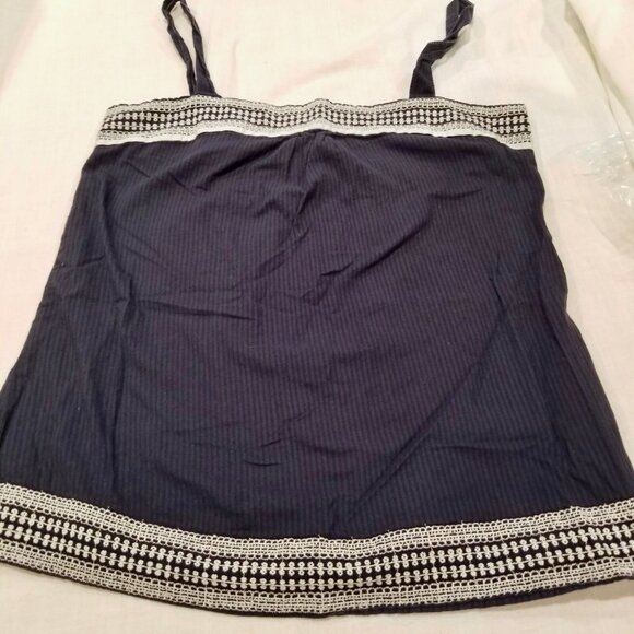 AE American Eagle Boho Festival Halter Crop Top Embroidered Sz 4 Navy Blue - Picture 3 of 8